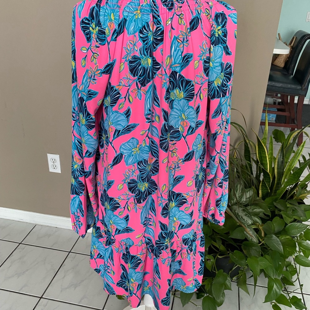 NWOT Lilly Pulitzer Medium Dress Floral Long Sleeve V-Neck - Picture 8 of 13